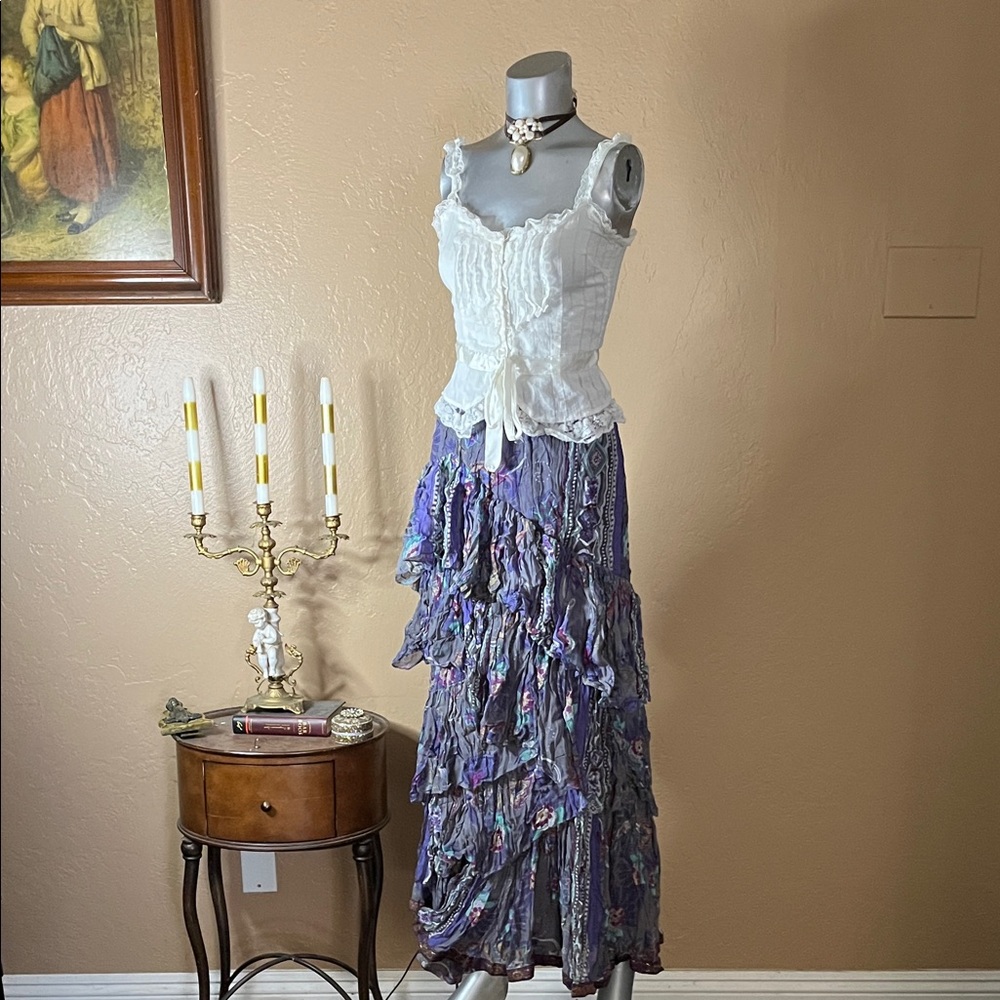 ANU Boho Purple Ruffled Maxi Skirt.  Sz XL - Picture 3 of 4